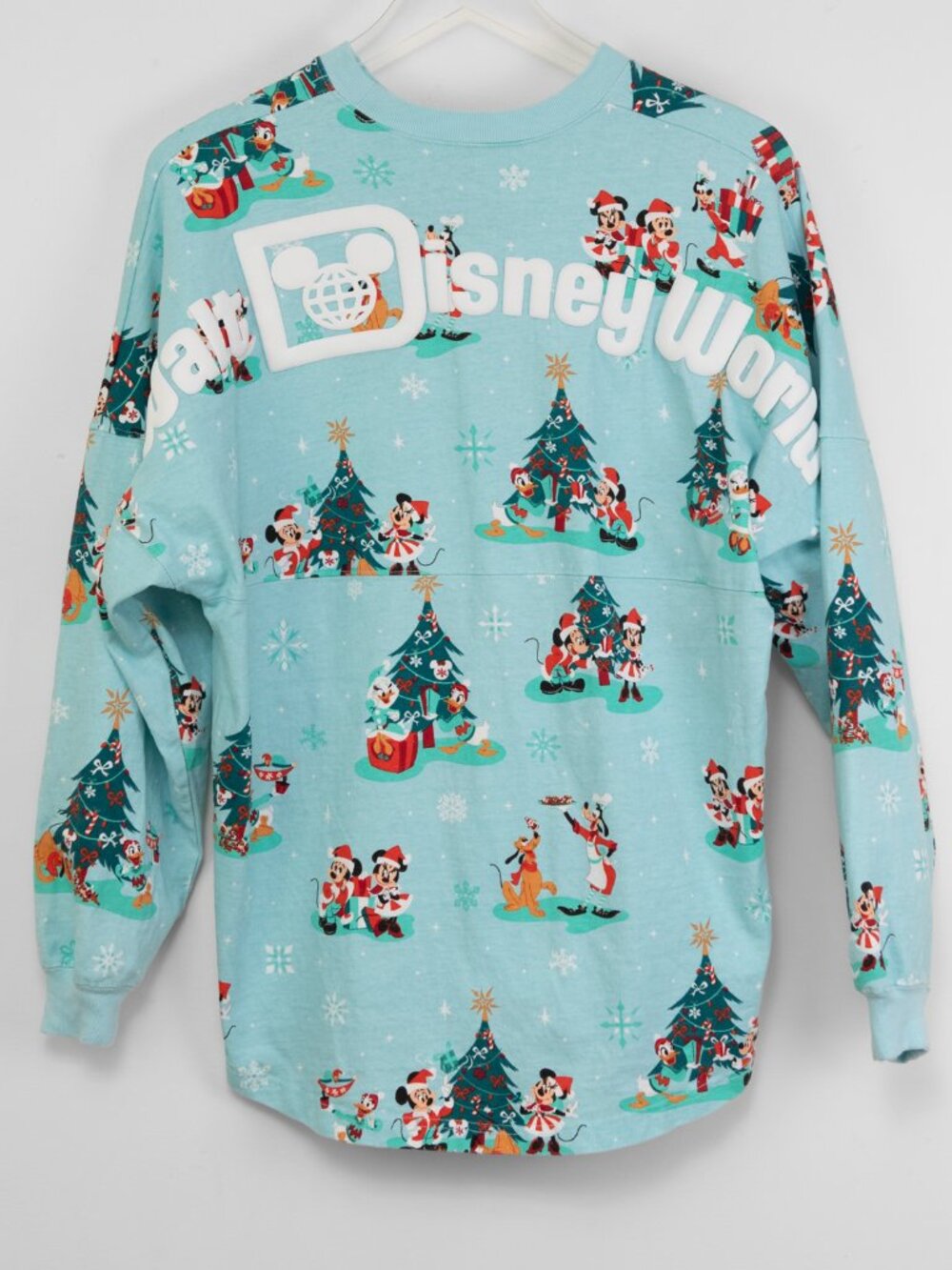 Disney World Santa Mickey Mouse & Friends Holiday Spirit Jersey Blue Size Small